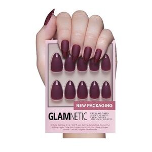 Glamnetic Merlot Burgundy Press-On Nails Almond Shape Press On Nails